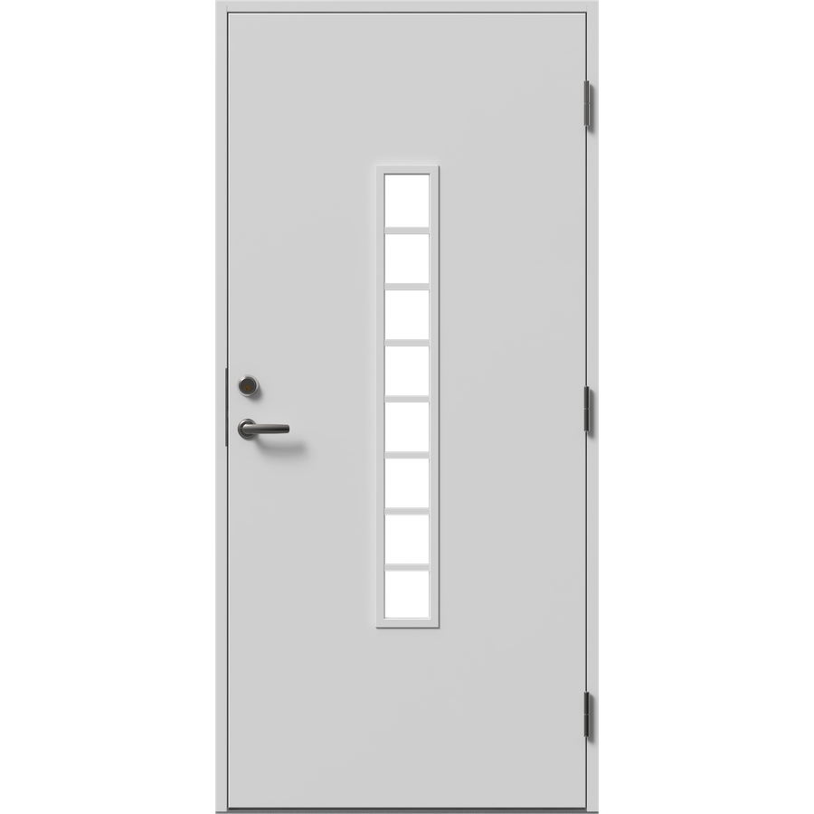 Ytterdør - små vinduer i kolonne