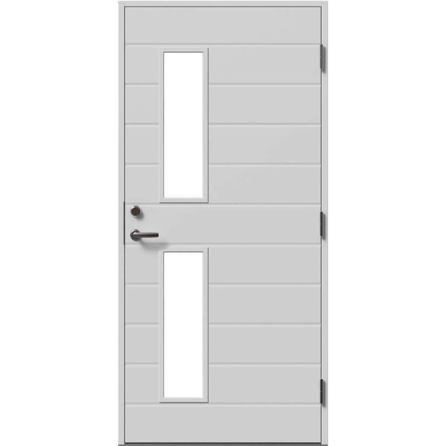 Ytterdør - 2 ruter med horisontale linjer